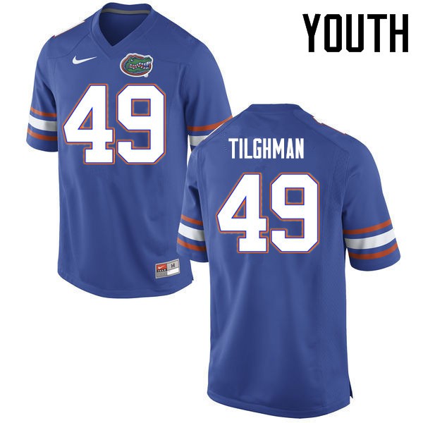 Florida Gators Youth #49 Jacob Tilghman College Football Jerseys Blue